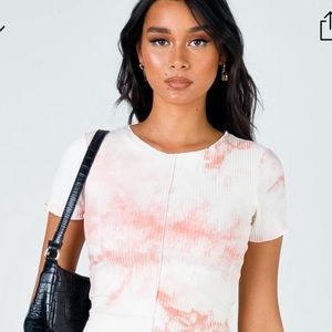 Princess Polly Pink and white tie dye crop top